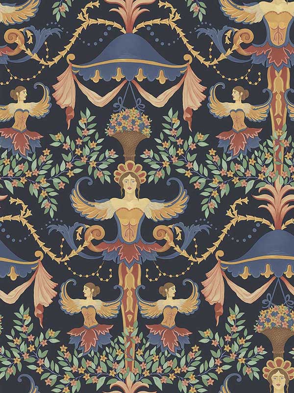 Chamber Angels wallpaper in denim color - pattern number 118/12027.CS.0 - by Cole and Son in the Historic Royal Palaces Great Masters collection