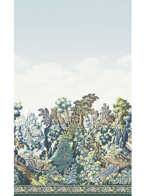 Verdure Tapestry Silk 2 Panel fabric in green color - pattern number 118/17039.CS.0 - by Cole and Son in the Historic Royal Palaces Great Masters collection