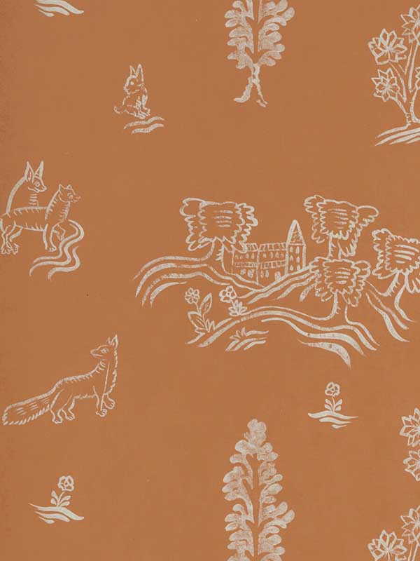 Wychwood fabric in melon orange color - pattern number AMW10057.12.0 - by Andrew Martin in the Kit Kemp collection