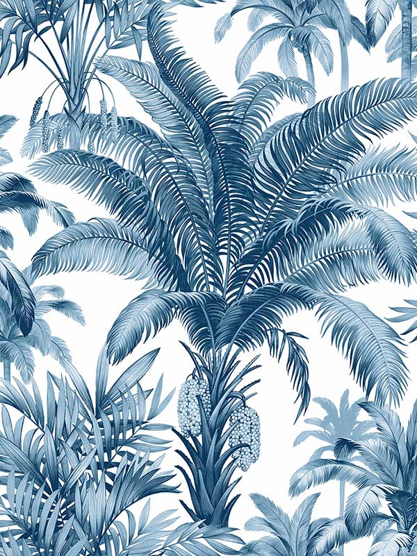 Palm Grove Peel and Stick wallpaper in coastal blue color - pattern number RM22302 - by Casa Mia in the Peel and Stick Wallpaper by Casa Mia collection
