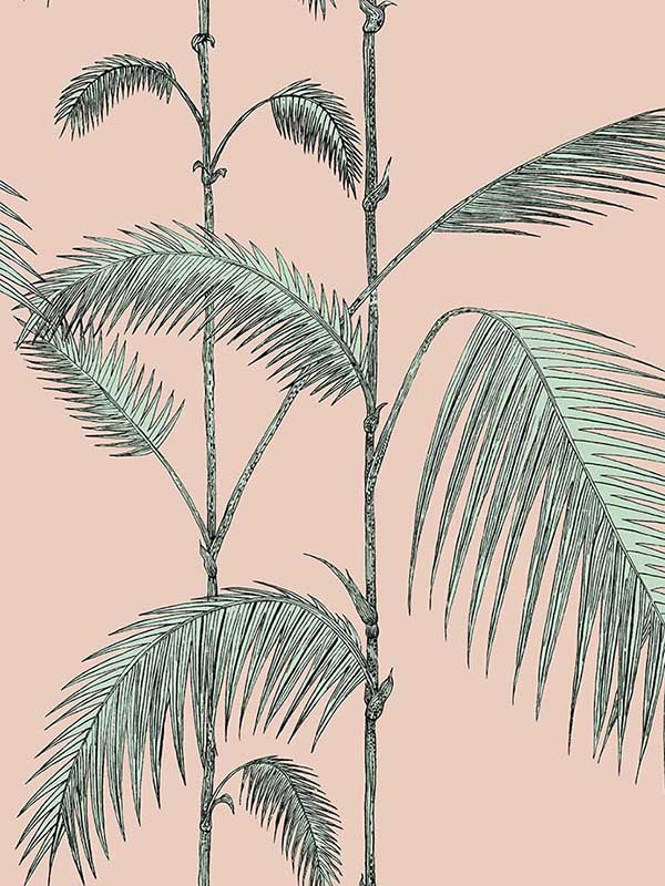 Palm Leaves fabric in plaster pink mint color - pattern number 112/2005.CS.0 - by Cole and Son in the Icons collection