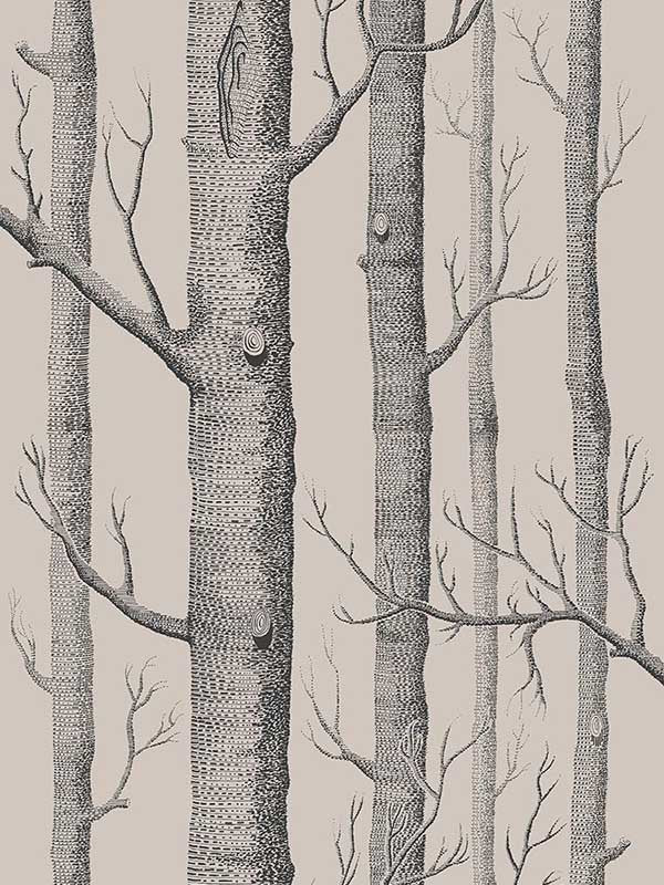 Woods fabric in linen charcoal color - pattern number 112/3009.CS.0 - by Cole and Son in the Icons collection