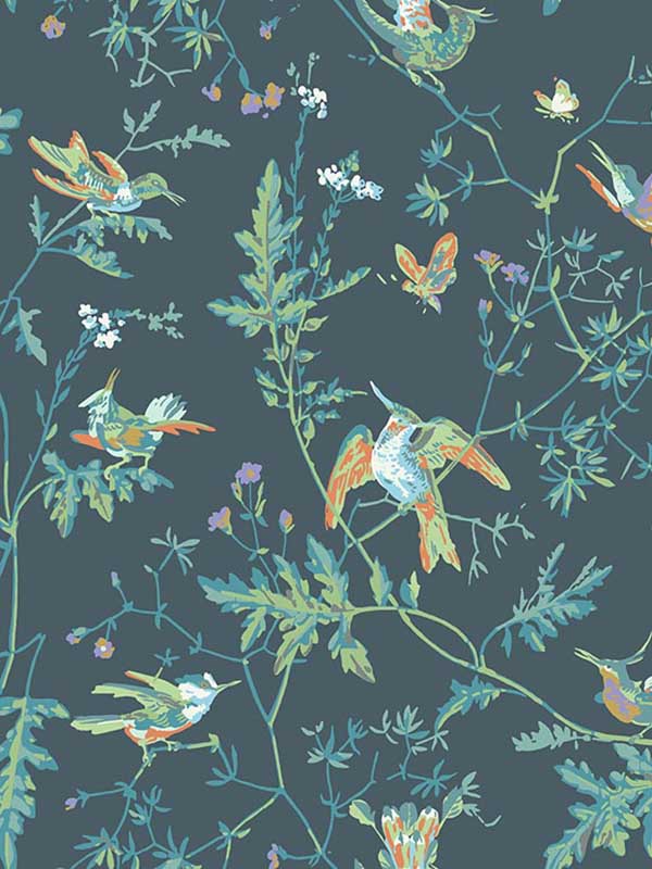 Hummingbirds fabric in viridian color - pattern number 112/4014.CS.0 - by Cole and Son in the Icons collection