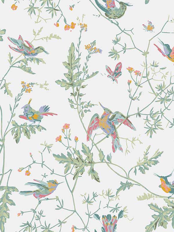 Hummingbirds fabric in pastel color - pattern number 112/4016.CS.0 - by Cole and Son in the Icons collection