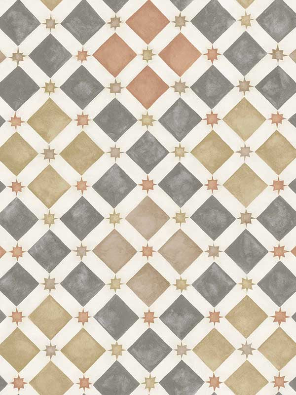 Zellige wallpaper in spice and charcoal color - pattern number 113/11034.CS.0 - by Cole and Son in the Martyn Lawrence Bullard collection