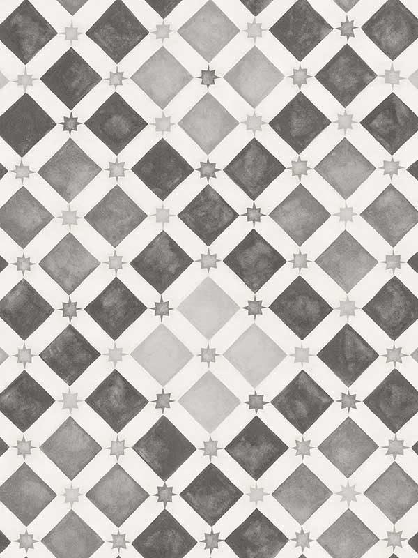 Zellige wallpaper in soot and snow color - pattern number 113/11035.CS.0 - by Cole and Son in the Martyn Lawrence Bullard collection