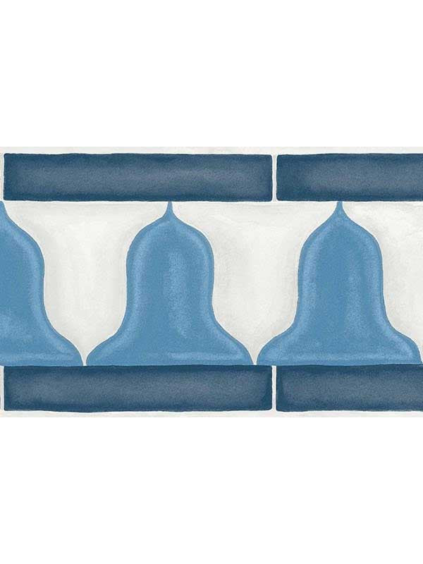Zellige Border border in china blue and white color - pattern number 113/12036.CS.0 - by Cole and Son in the Martyn Lawrence Bullard collection