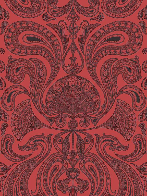 Malabar fabric in red black color - pattern number 66/1008.CS.0 - by Cole and Son in the New Contemporary collection