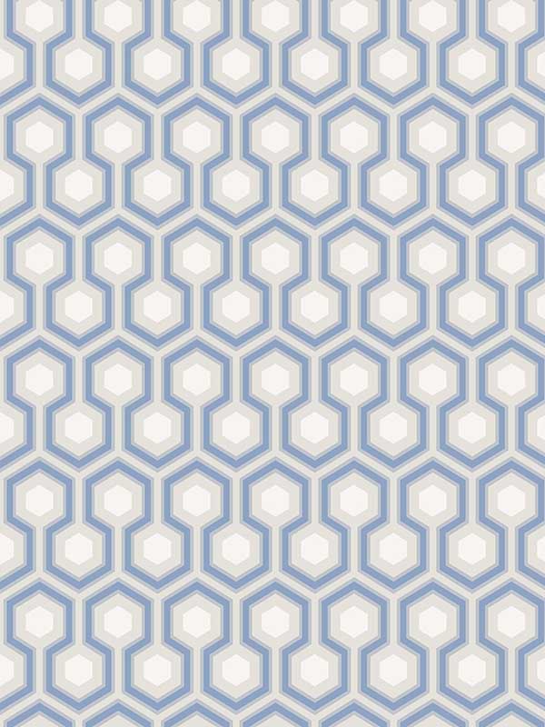 Hicks Hexagon fabric in blue grey color - pattern number 66/8054.CS.0 - by Cole and Son in the New Contemporary collection