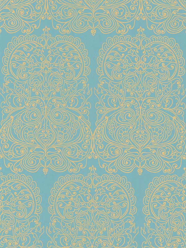 Alpana fabric in gold aqua color - pattern number 69/2107.CS.0 - by Cole and Son in the New Contemporary II collection