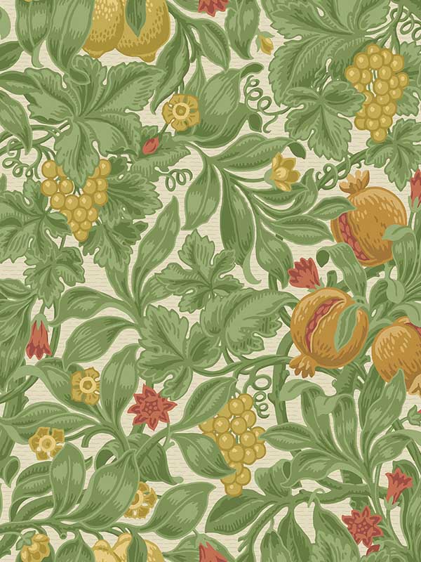 Vines Of Pomona wallpaper in ochre olive green cream color - pattern number 116/2007.CS.0 - by Cole and Son in the Pearwood collection