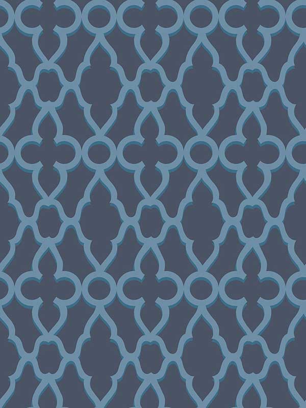 Treillage fabric in cerulean midnight color - pattern number 116/6024.CS.0 - by Cole and Son in the Pearwood collection