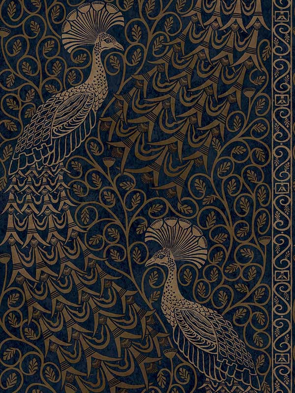 Pavo Parade wallpaper in metallic bronze midnight color - pattern number 116/8030.CS.0 - by Cole and Son in the Pearwood collection