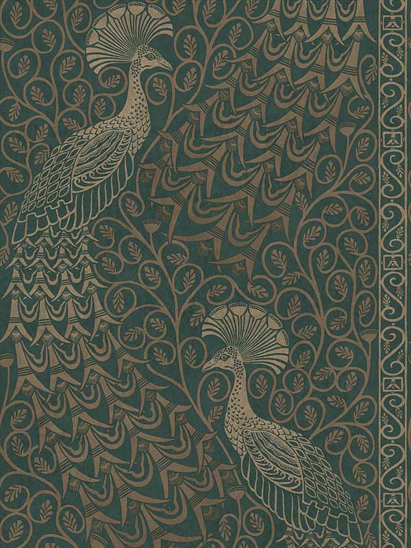 Pavo Parade wallpaper in metallic gilver green color - pattern number 116/8031.CS.0 - by Cole and Son in the Pearwood collection
