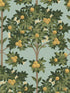 Orange Blossom fabric in lemon dark olive grn duck egg color - pattern number 117/1002.CS.0 - by Cole and Son in the Seville collection