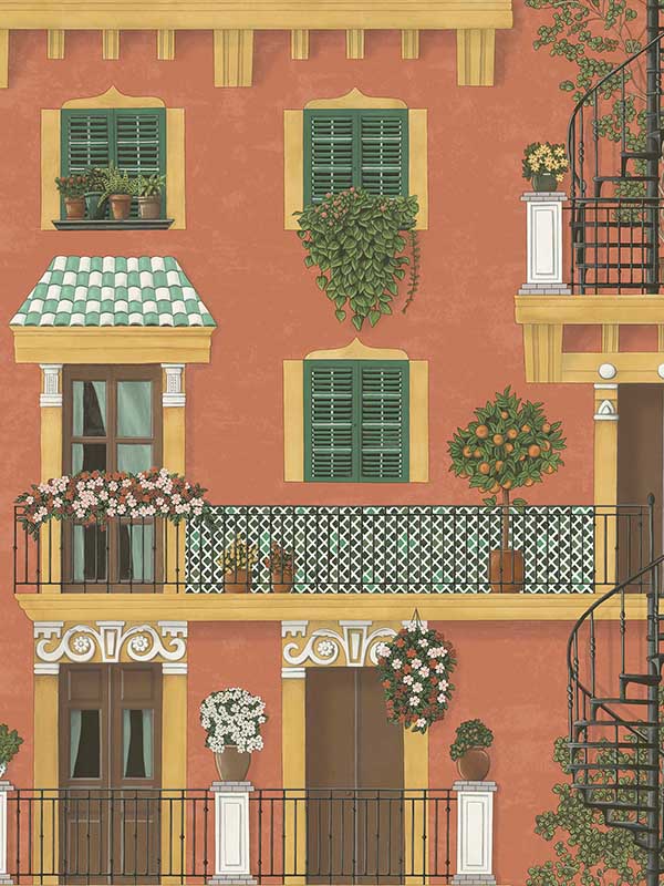 Alfaro fabric in ochre racing car green terracotta color - pattern number 117/4011.CS.0 - by Cole and Son in the Seville collection