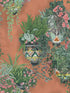 Talavera fabric in rose and spring green on terracotta color - pattern number 117/9025.CS.0 - by Cole and Son in the Seville collection