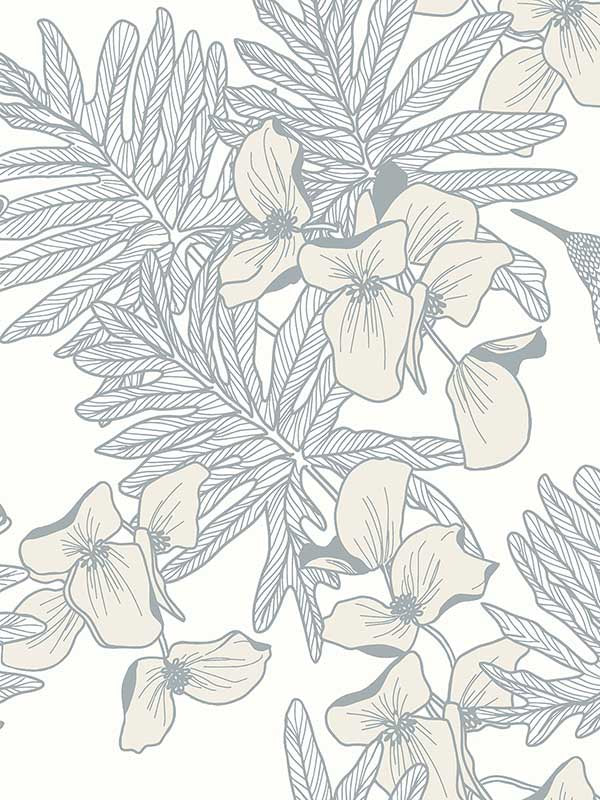 Hummingbird wallpaper in mist color - pattern number 180411705 - by Maxwell in the Aurora collection