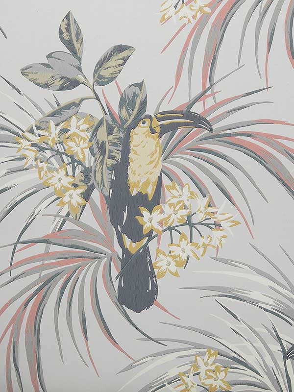 Le Toucan wallpaper in 06 soft grey color - pattern number 190713506 - by Maxwell in the Elodie collection