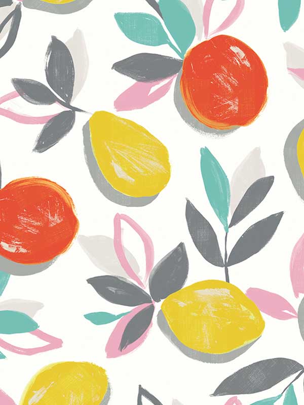Fruit Toss Peel and Stick wallpaper in tropic sunset color - pattern number NW49301 - by NextWall in the Peel and Stick Wallpaper by Nextwall collection