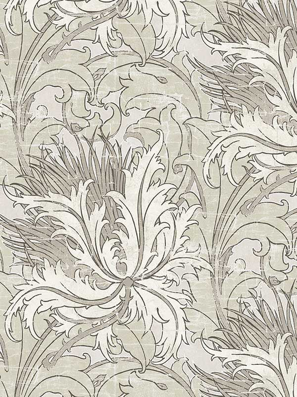 Floral Folly Peel and Stick wallpaper in lunar rock and pale oak color - pattern number NW50708 - by NextWall in the Peel and Stick Wallpaper by Nextwall collection