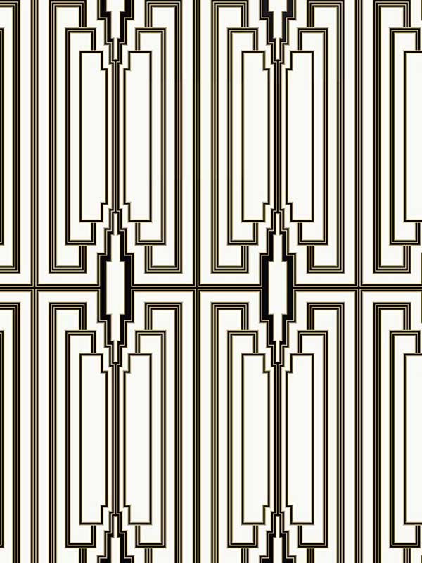Manhattan Deco Peel and Stick wallpaper in ebony and gold color - pattern number NW51100 - by NextWall in the Peel and Stick Wallpaper by Nextwall collection