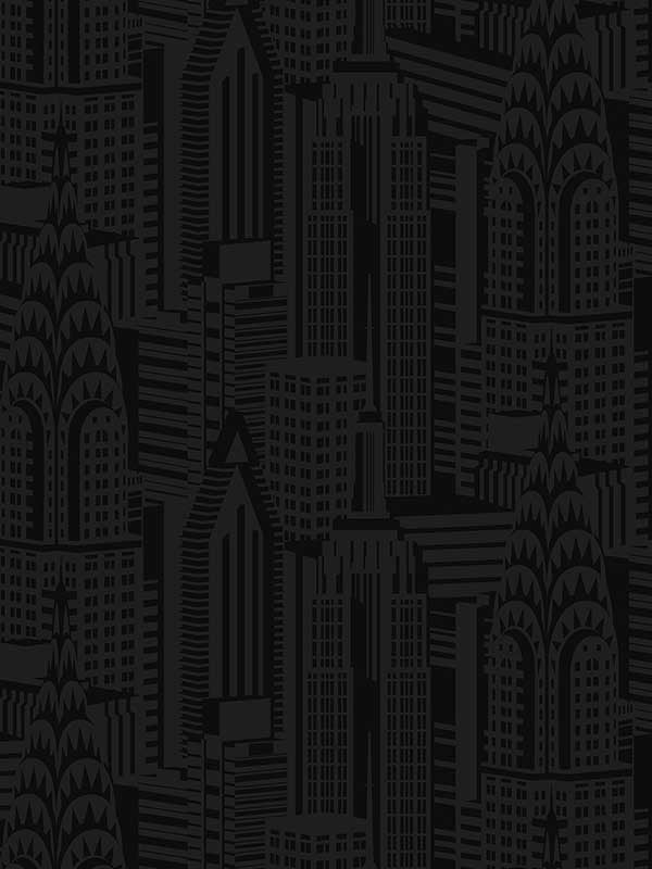 City Skyline Peel and Stick wallpaper in cosmic black color - pattern number NW51300 - by NextWall in the Peel and Stick Wallpaper by Nextwall collection