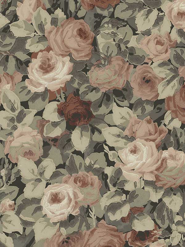 Rose Garden Peel and Stick wallpaper in dusty mauve and ash grey color - pattern number NW52407 - by NextWall in the Peel and Stick Wallpaper by Nextwall collection