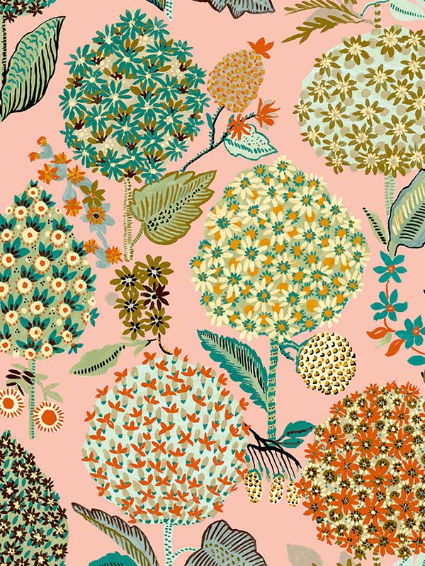 Blooming Bulbs Peel and Stick wallpaper in posy pink color - pattern number NW52721 - by NextWall in the Peel and Stick Wallpaper by Nextwall collection