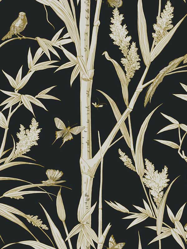 Bambou Toile fabric in black color - pattern number RT7834 - by York in the Toiles Resource Library collection