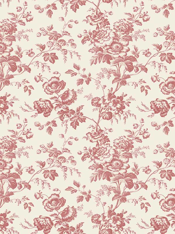 Anemone Toile wallpaper in french red color - pattern number RT7871 - by York in the Toiles Resource Library collection