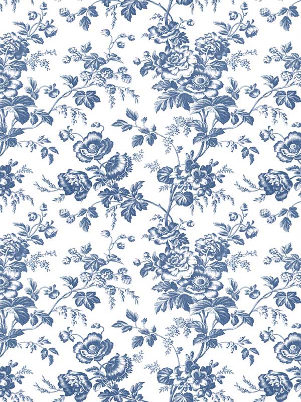Anemone Toile wallpaper in navy color - pattern number RT7873 - by York in the Toiles Resource Library collection