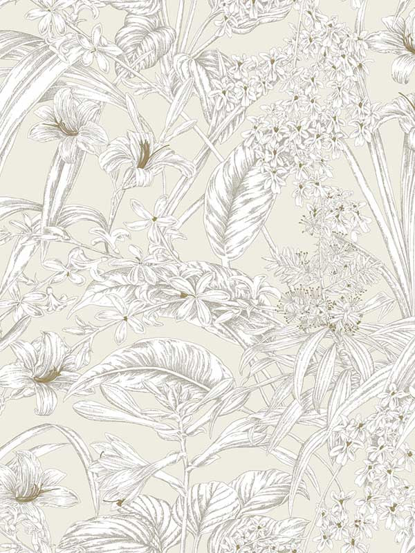 Orchid Conservatory Toile wallpaper in beige and taupe color - pattern number RT7883 - by York in the Toiles Resource Library collection