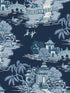 Pagoda And Sampan Scenic wallpaper in navy color - pattern number RT7901 - by York in the Toiles Resource Library collection