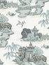 Pagoda And Sampan Scenic wallpaper in seamist color - pattern number RT7904 - by York in the Toiles Resource Library collection
