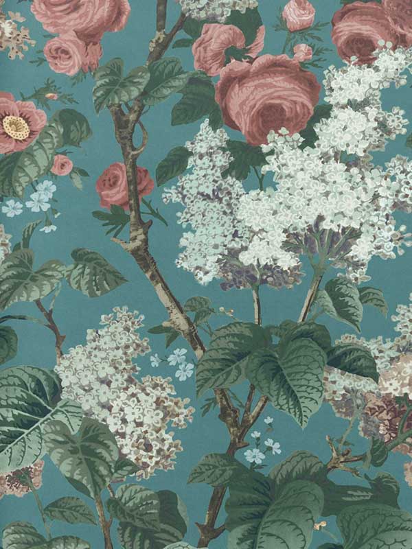 Floribunda wallpaper in 03 teal color - pattern number 231116803 - by Maxwell in the V and A Decorative Papers collection