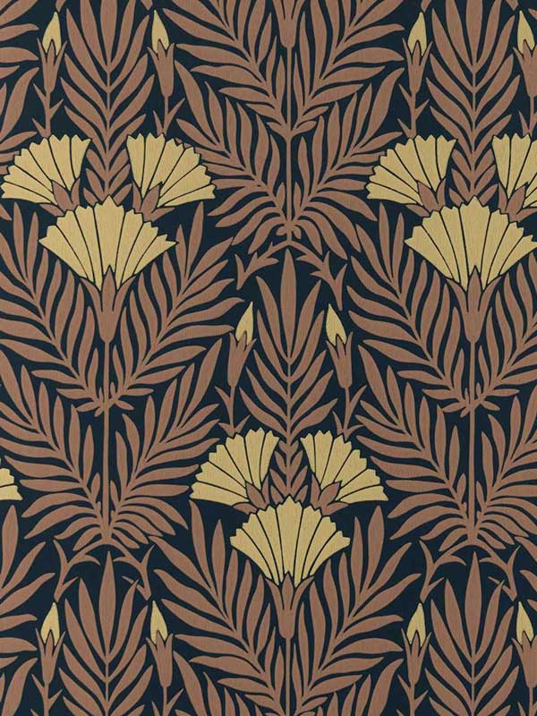 Floral Fanfare fabric in 03 burnt orange color - pattern number 231117103 - by Maxwell in the V and A Decorative Papers collection