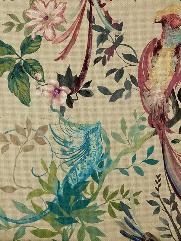 Bird Sonnet Paperweave 2 Panel mural in 01 lacquer color - pattern number 157PAPER01 - by Maxwell in the Pavilion Maxwell collection