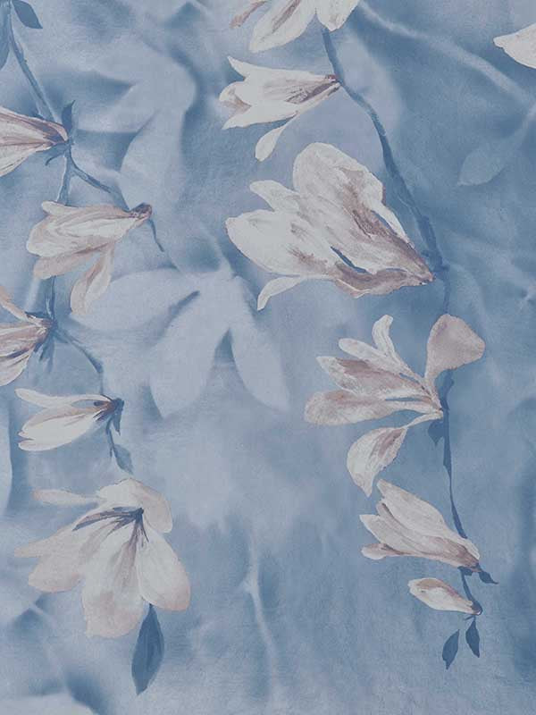 Trailing Magnolia 4 Panel mural in 03 chambray color - pattern number 210915803 - by Maxwell in the Pavilion Maxwell collection