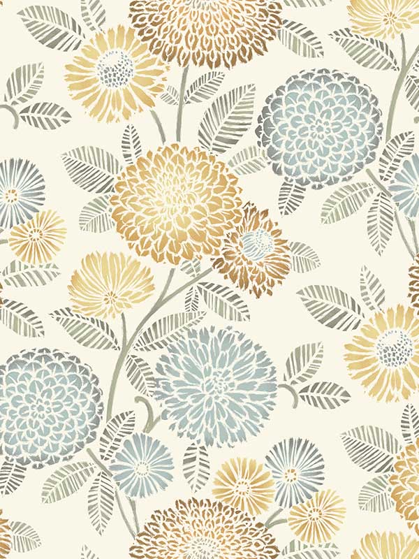 Zalipie Floral Trail wallpaper in apricot color - pattern number 3125-72326 - by Chesapeake in the Kinfolk collection