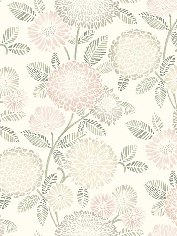 Zalipie Floral Trail wallpaper in blush color - pattern number 3125-72329 - by Chesapeake in the Kinfolk collection
