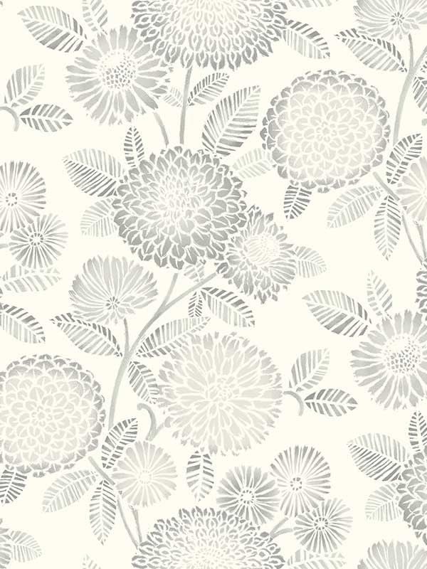 Zalipie Floral Trail wallpaper in grey color - pattern number 3125-72331 - by Chesapeake in the Kinfolk collection