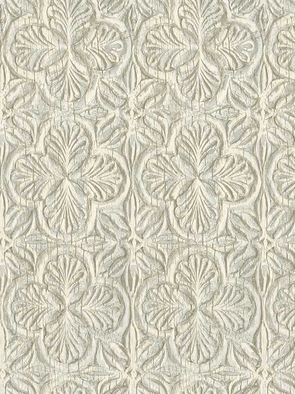 Karachi Wooden Damask wallpaper in aqua color - pattern number 3125-72335 - by Chesapeake in the Kinfolk collection