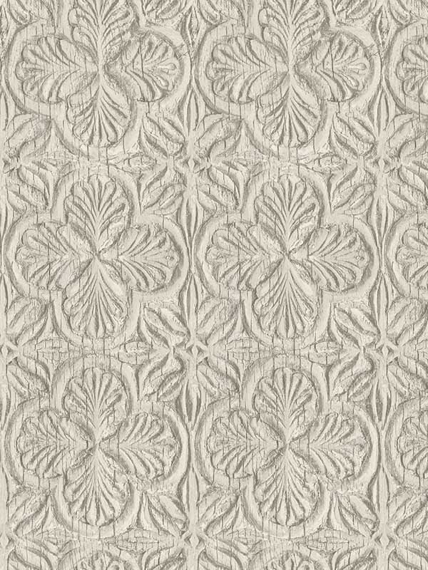 Karachi Wooden Damask wallpaper in taupe color - pattern number 3125-72336 - by Chesapeake in the Kinfolk collection