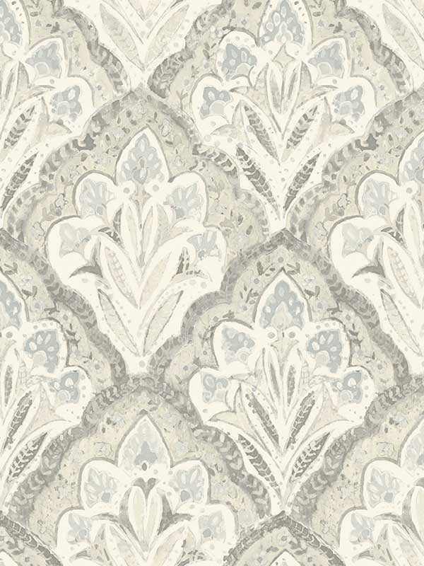 Mimir Quilted Damask wallpaper in grey color - pattern number 3125-72340 - by Chesapeake in the Kinfolk collection