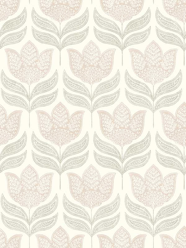 Cathal Tulip Block Print wallpaper in blush color - pattern number 3125-72346 - by Chesapeake in the Kinfolk collection