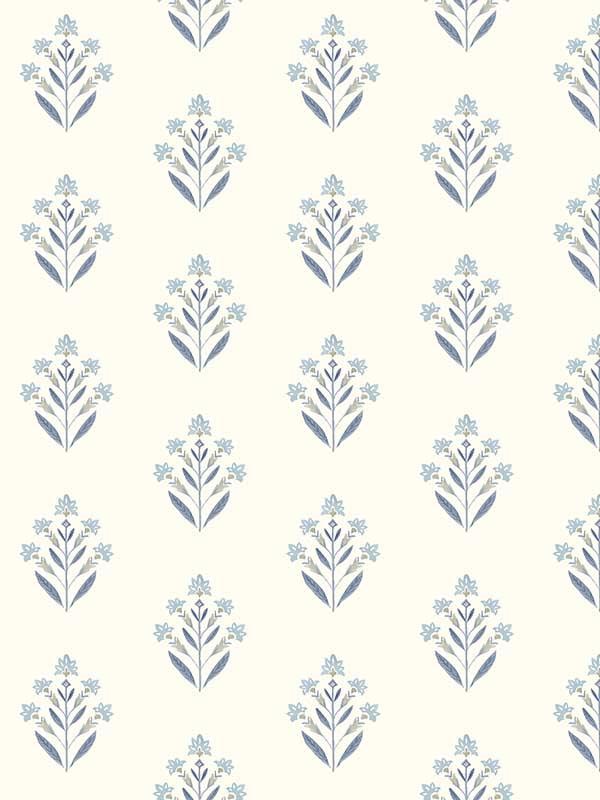 Kova Floral Crest wallpaper in blue color - pattern number 3125-72347 - by Chesapeake in the Kinfolk collection
