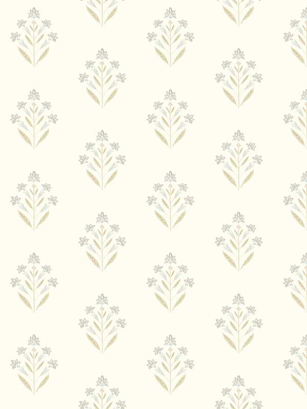 Kova Floral Crest wallpaper in yellow color - pattern number 3125-72348 - by Chesapeake in the Kinfolk collection