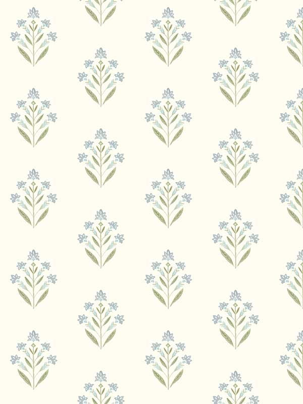 Kova Floral Crest wallpaper in aquamarine color - pattern number 3125-72351 - by Chesapeake in the Kinfolk collection