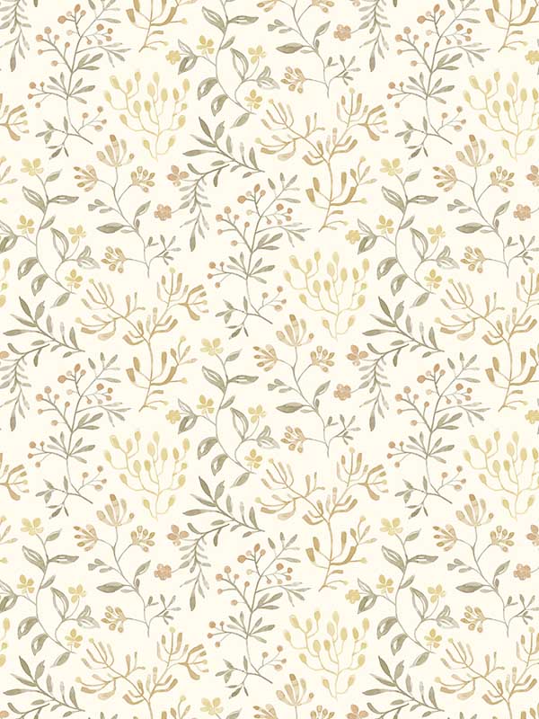 Tarragon Dainty Meadow wallpaper in honey color - pattern number 3125-72354 - by Chesapeake in the Kinfolk collection